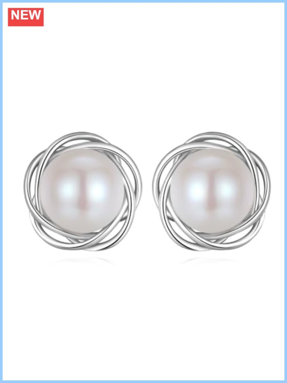 925 Sterling Silver Pearl Stud Earrings 6.5MM Freshwater